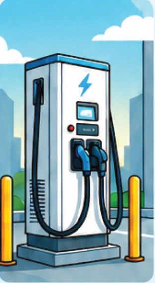 Ilustração de estação de recarga rápida